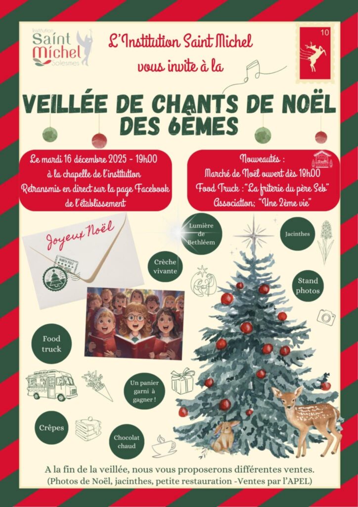 Veillée de Chants de Noël des 6èmes à l’Institution Saint Michel